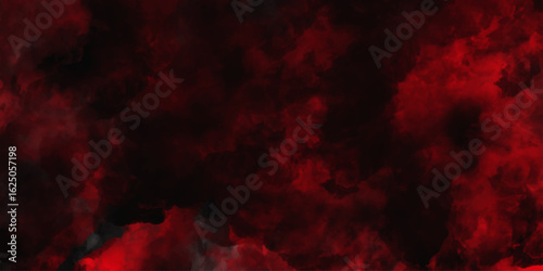Red color powder explosion isolated on black background. Colorful dust explode. Paint Holi, dust particles splash. Network concept with spray. Futuristic technology element. 3D rendering.