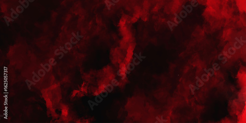 Red color powder explosion isolated on black background. Colorful dust explode. Paint Holi, dust particles splash. Network concept with spray. Futuristic technology element. 3D rendering.