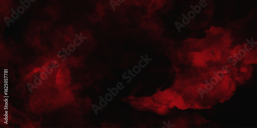 Red color powder explosion isolated on black background. Colorful dust explode. Paint Holi, dust particles splash. Network concept with spray. Futuristic technology element. 3D rendering.