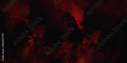 Red color powder explosion isolated on black background. Colorful dust explode. Paint Holi, dust particles splash. Network concept with spray. Futuristic technology element. 3D rendering.