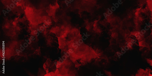 Red color powder explosion isolated on black background. Colorful dust explode. Paint Holi, dust particles splash. Network concept with spray. Futuristic technology element. 3D rendering.