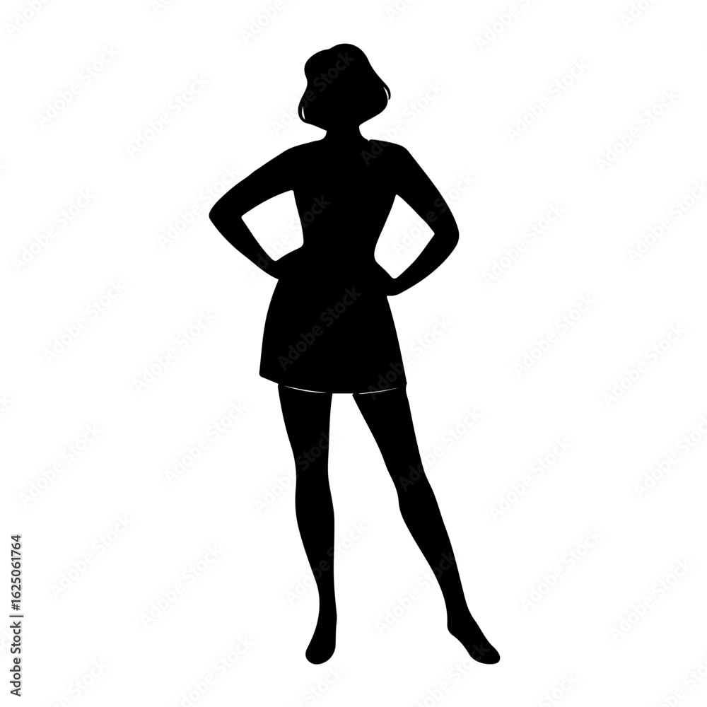 Fototapeta premium Silhouette of confident woman in stylish dress