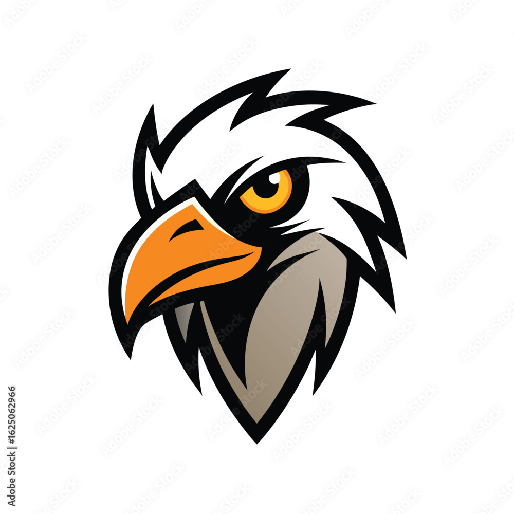 Obraz premium Vulture head mascot logo vector with white background fierce bird emblem illustration art