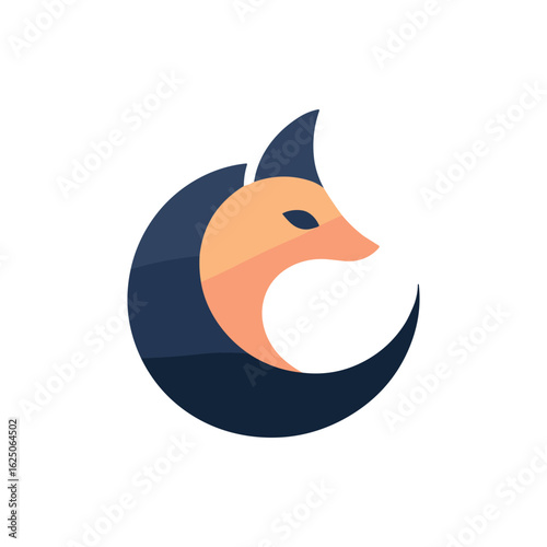 Abstract representation of a fox's head within a circular design, symbolizing agility and cunning