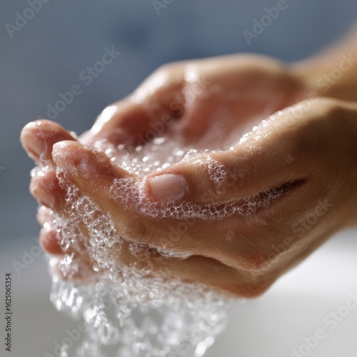 Hands demonstrating proper handwashing technique, promoting basic hygiene for disease prevention. Sanitation, public health. Clean, practical.