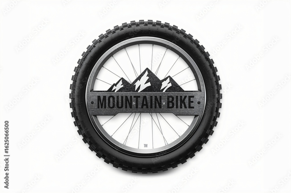 Fototapeta premium Mountain bike tire logo, studio shot, white background, design