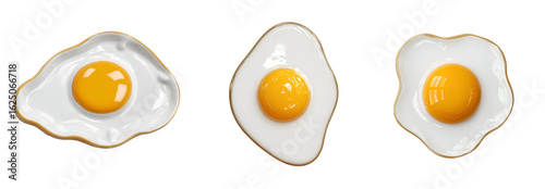Collection of various fried egg fridge magnet isolated on transparent background