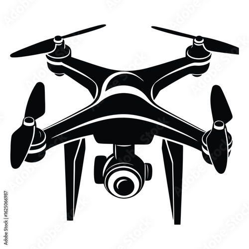 Modern quadcopter drone with camera gimbal and propellers