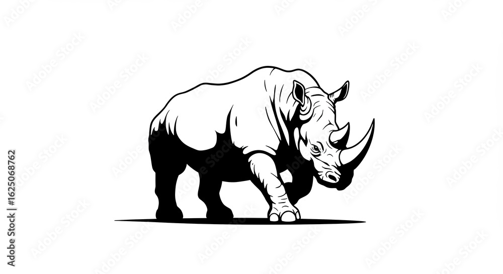Fototapeta premium Majestic Rhino Charging at Full Speed with Horn Down