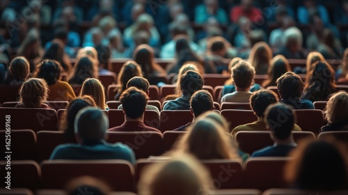 Wallpaper Mural Audience seated in a theater or conference room, with blurred faces and a focus on the audience members. Torontodigital.ca