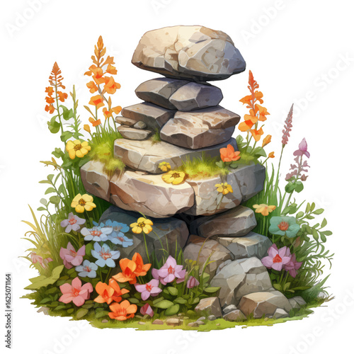 stones and flowers