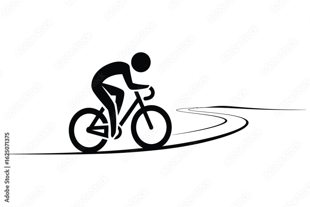 Obraz premium Stylized cyclist riding on a winding road