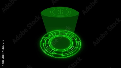 Wallpaper Mural Bright neon portal icon hologram, bright ring animation video with smoky glow and black background. Torontodigital.ca