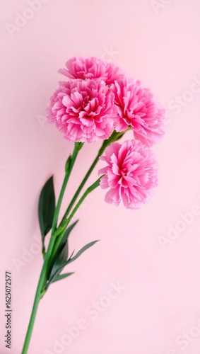 Pink carnation flowers on soft background with gentle lighting and elegant texture

