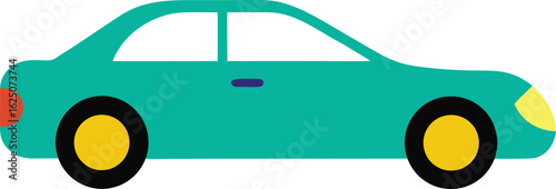 Hydroplaning car speeding dramatically over wet road surface Vector illustration
