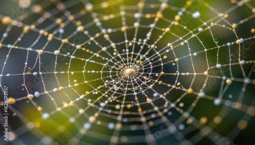 macro of dust particles on a spiderweb