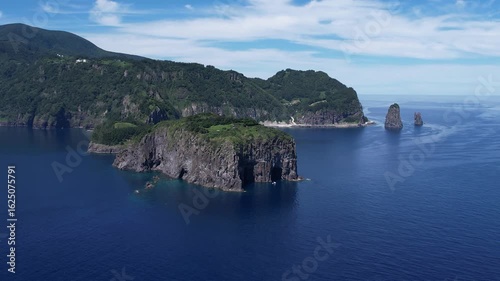 하늘에서 본 울릉도 해안 풍경