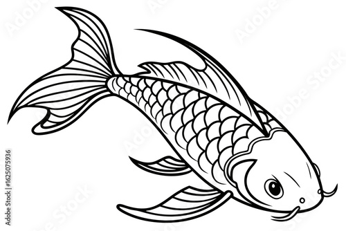coloring page line art the tetra fish black vector