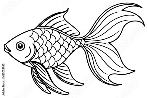 coloring page line art the tetra fish black vector