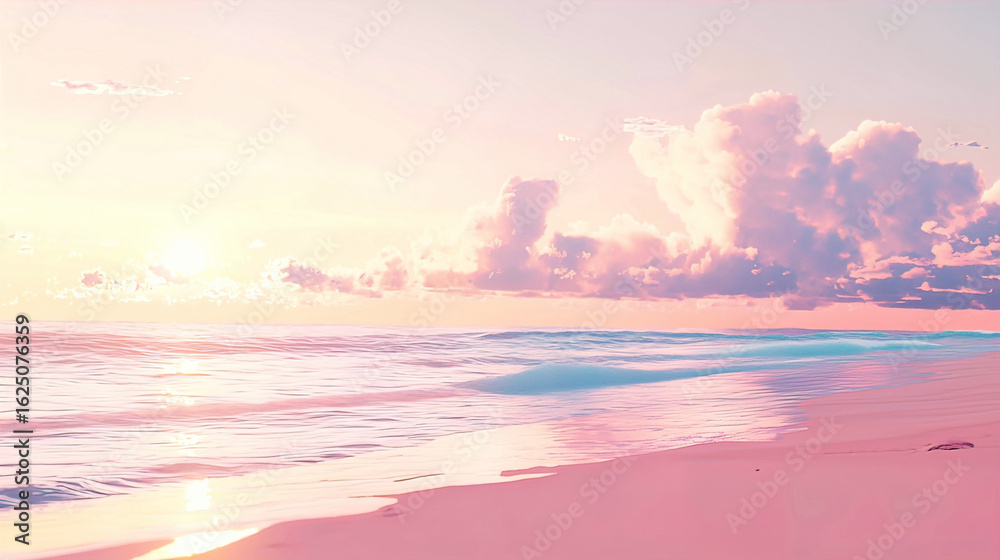 Obraz premium AI Generated - Beautiful sunset over the ocean with clouds in the sky. Professional stock photography for commercial use. High-resolution. Premium quality. Professional grade. Detailed composition.