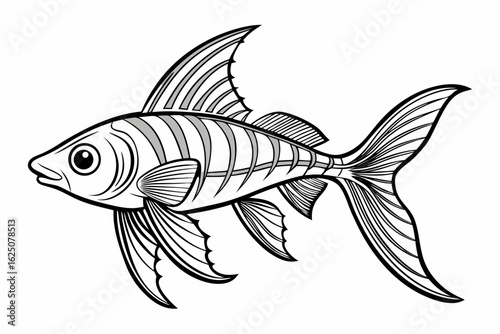 coloring page line art the sword tail black vector
