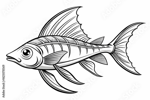 coloring page line art the sword tail black vector