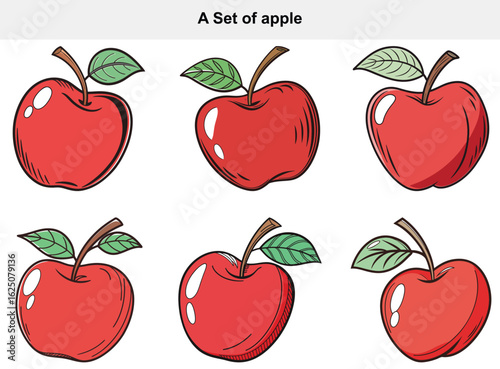 A Colorful Set of Fresh Apples Illustration