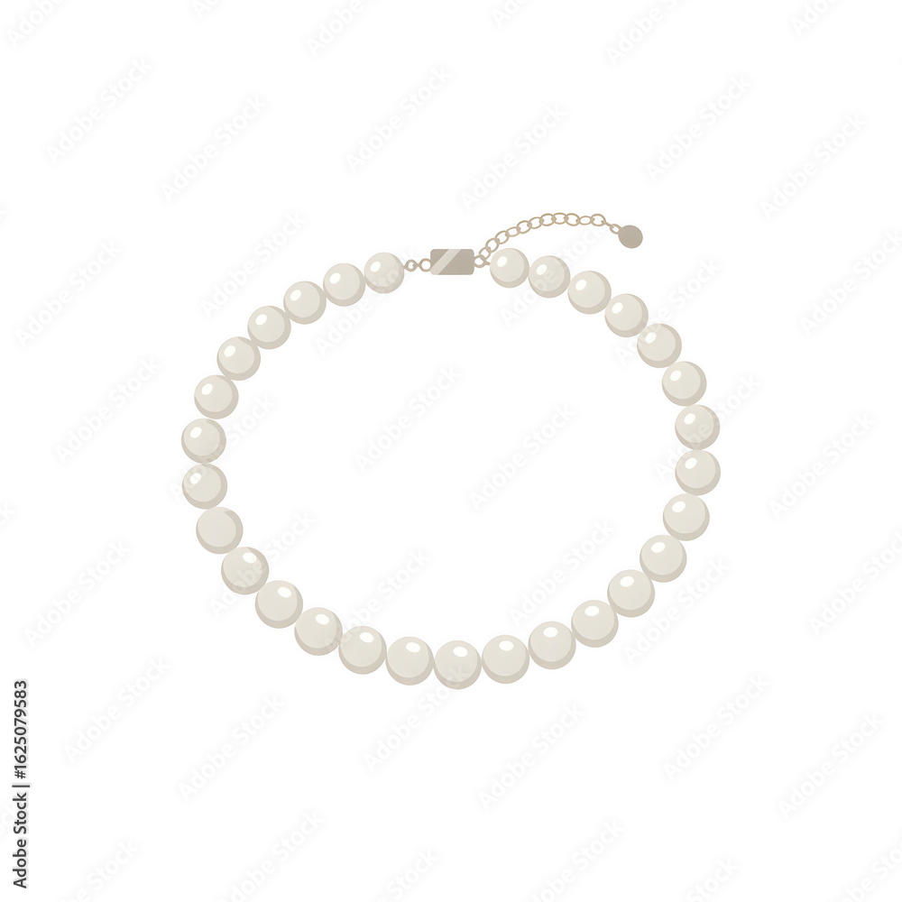 Obraz premium Elegant Pearl Necklace on White Background – Jewelry Minimalism