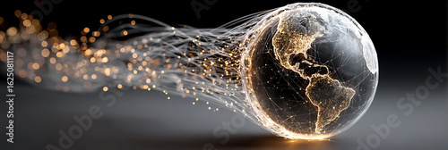 Wallpaper Mural Digital earth with network of light trails and dotted connections Torontodigital.ca