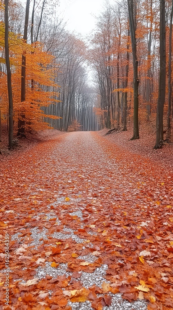 Fototapeta premium Autumnal Path: A Serene Forest Walk