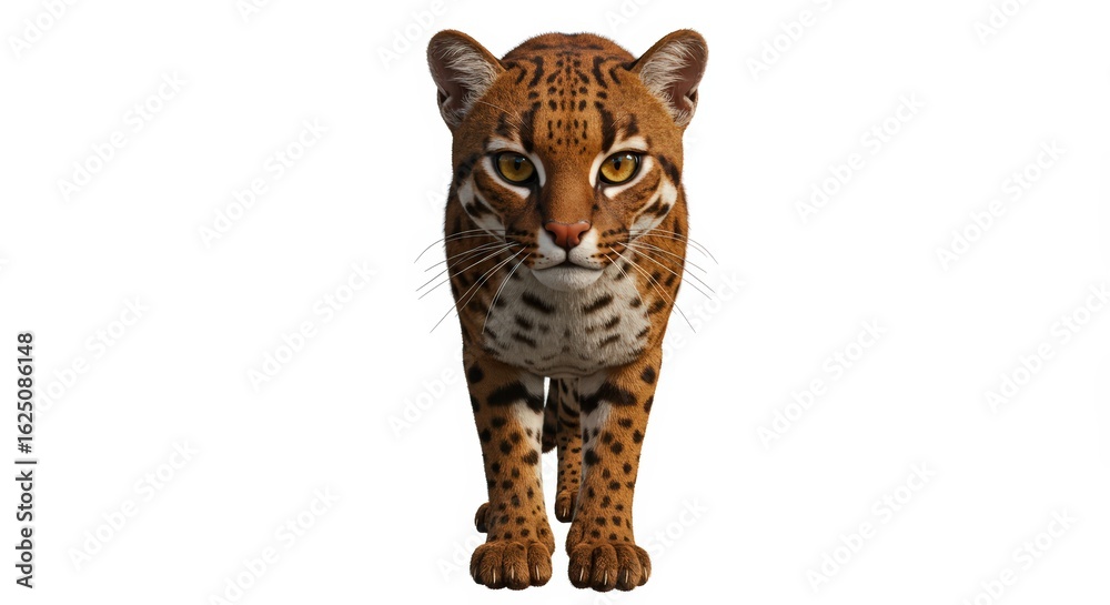 Naklejka premium Ocelot portrait on white background