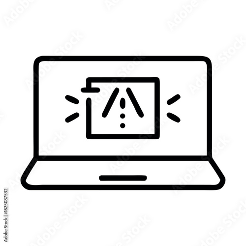Laptop screen with ransomware alert and solution options in digital style