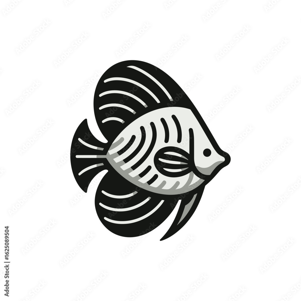 Obraz premium Stylized illustration of a fish swimming gracefully with flowing fins in a minimalist design