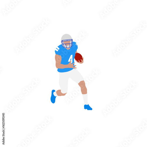 A bold vector illustration of a linebacker athlete in full gear, captured in an explosive action pose representing power and intensity