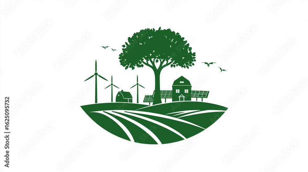 Obraz premium Rural Eco - Energy Logo, Sustainable Design For Agricultural Brands