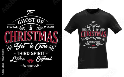 A striking black silhouette of the ghost of christmas future from charles dickens a christmas carol presented as a banner or advertisement with a traditional feel