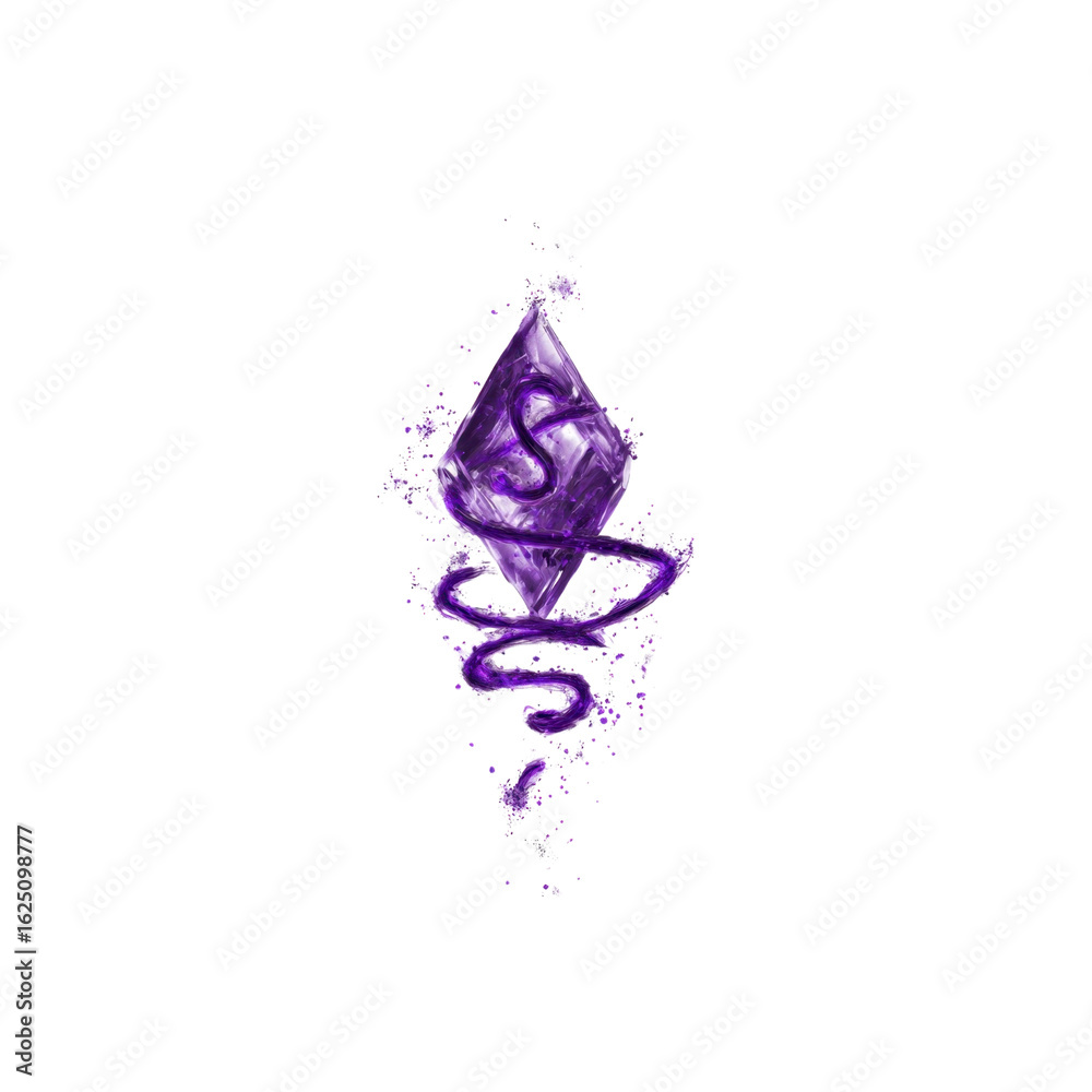 Obraz premium Mystical Purple Crystal with Swirling Energy and Letter S - Abstract Design Element