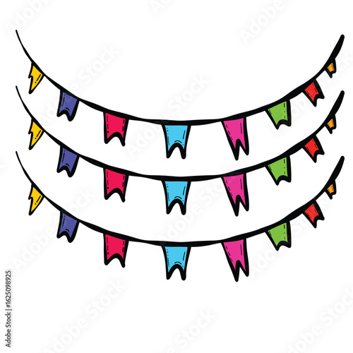 Colorful decorative flags create festive atmosphere, perfect for celebrations and events. These vibrant banners in various colors add joy and excitement to any occasion