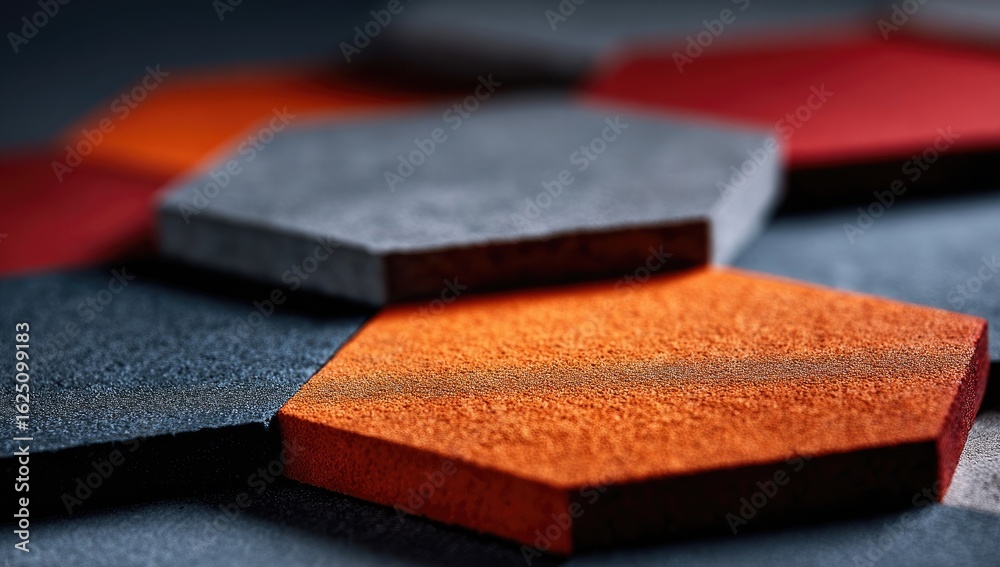 Fototapeta premium Close-up of colorful hexagonal tiles