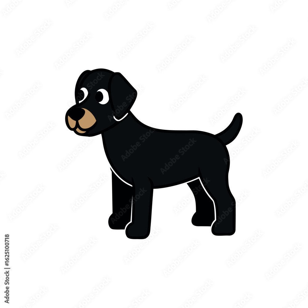 Fototapeta premium Clean vector illustration of a black dog standing isolated on a bright white background suitable for various design applications