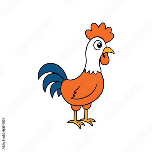 Isolated rooster or cock illustration on a clean white background perfect for farming or poultry themes