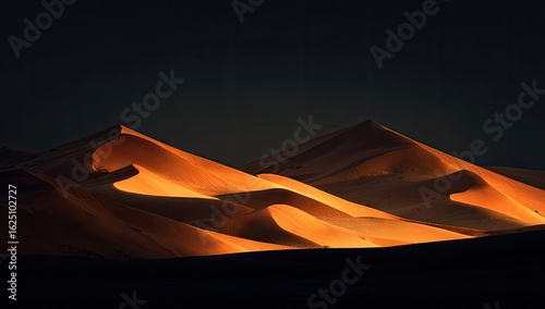 Golden desert dunes bathed in sunlight