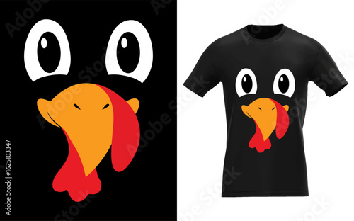 A whimsical and funny turkey face design perfect for halloween and thanksgiving celebrations rendered in a striking silhouette style