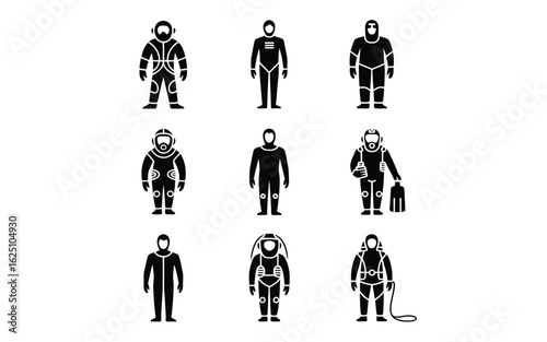 Various types of suits icon set