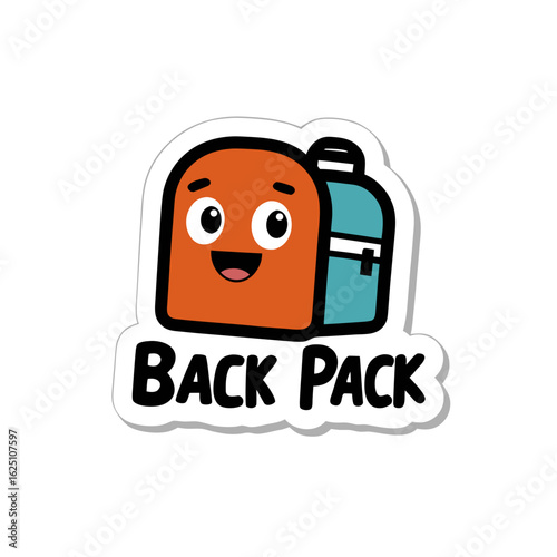 typography sticker design of Back pack