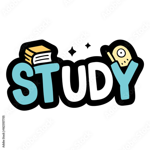 typography sticker design of study