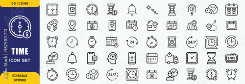 Time icon set. Timer, alarm, schedule, hourglass, clock icons. vector icon collection.