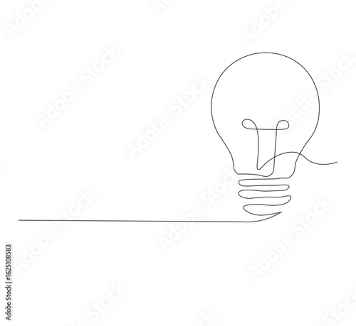 continus line Light bulb isolated on white light bulb one line vector art illustration. white background