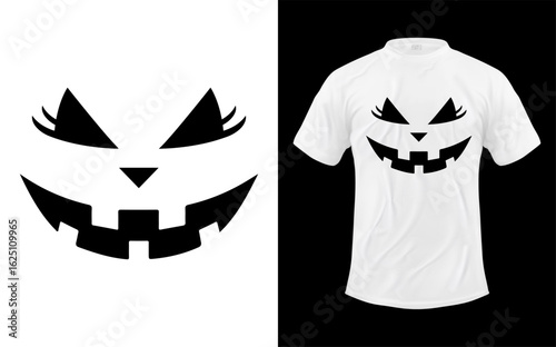 Funny jack o lantern face with eyelashes halloween costume silhouette design