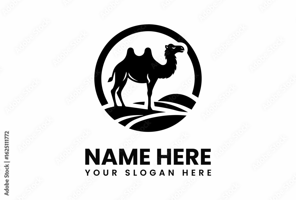 Fototapeta premium Elegant Black Silhouette Camel Logo Design 1.